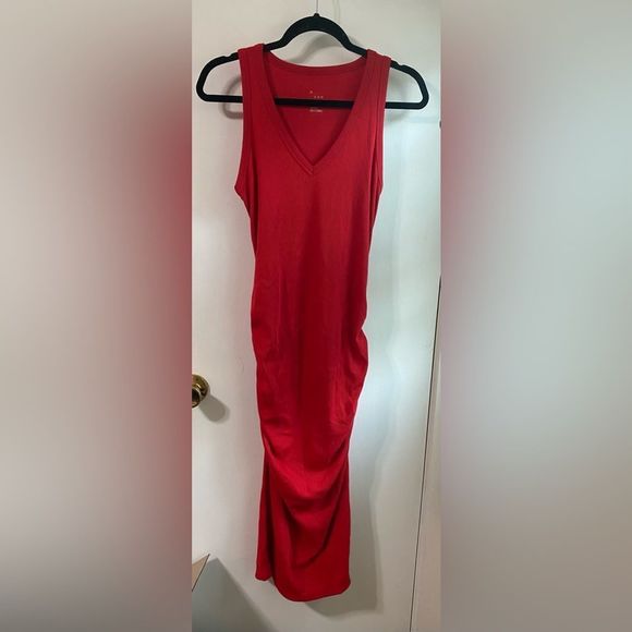 a new day Dresses & Skirts - A new day medium red ribbed bodycon v neck long dress stretchy
